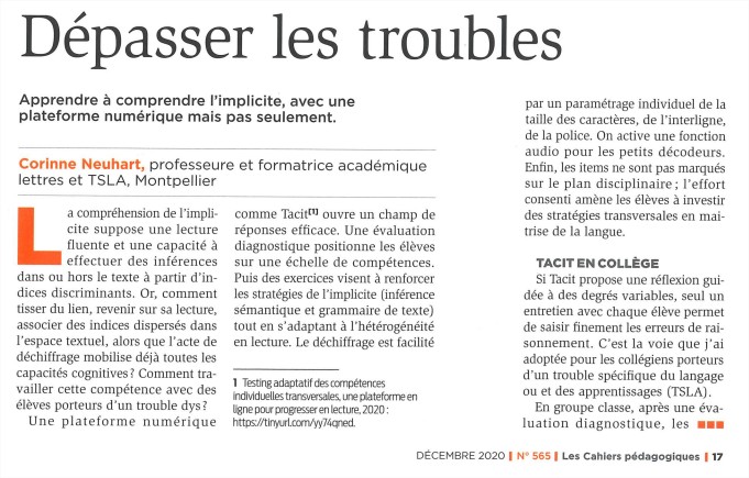 Article Cahiers pédagogiques